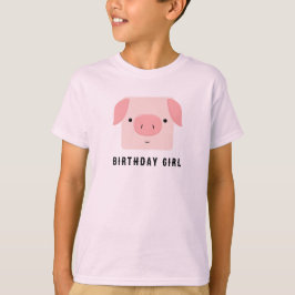 Camiseta Chica de cumpleaños rosado de Cute Piggy