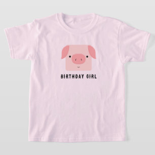 Camiseta Chica de cumpleaños rosado de Cute Piggy