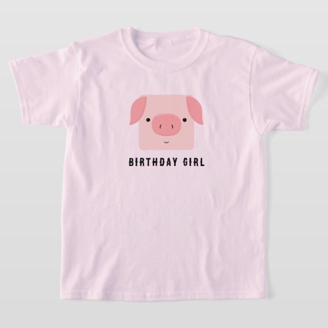 Camiseta Chica de cumpleaños rosado de Cute Piggy (Distribución)