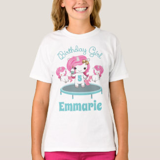 Camiseta Chica de cumpleaños Shirt Unicorn Trampoline Fiest