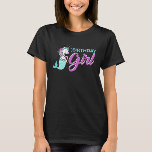 Camiseta Chica de cumpleaños sirena unicornio linda ropa fi