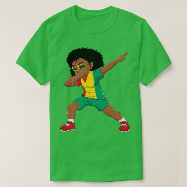Camiseta Chica de Dabbing guineanos niños con bandera guine (Diseño del anverso)