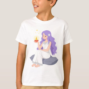 Camiseta Chica de dibujos animados sosteniendo Diya: Serena