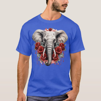Camiseta Chica de elefante gótico rosas animales del bosque