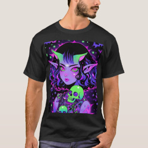 Camiseta Chica de Elf Anime, alieno verde y morado