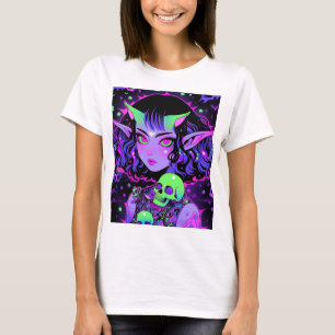 Camiseta Chica de Elf Anime, alieno verde y morado