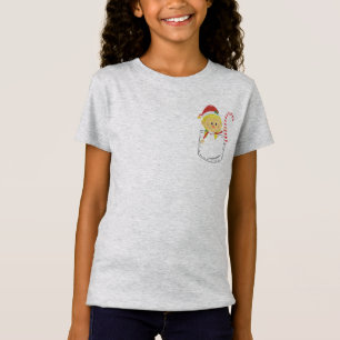 Camiseta Chica de Elf sosteniendo un bastón de Candy dentro