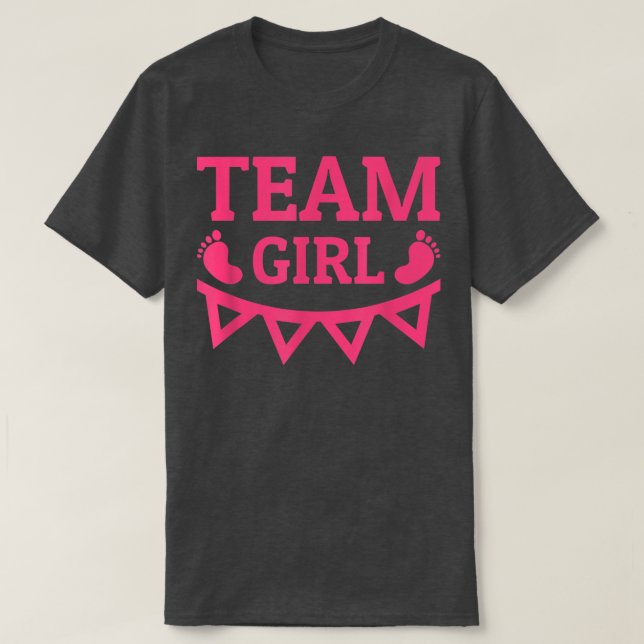 Camiseta Chica de equipo de revelación de género rosa (Diseño del anverso)