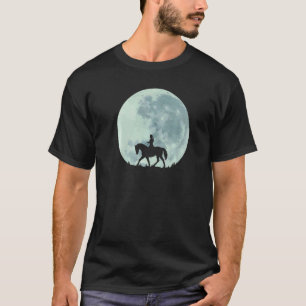 Camiseta Chica de equitación a caballo de luna llena ecuest