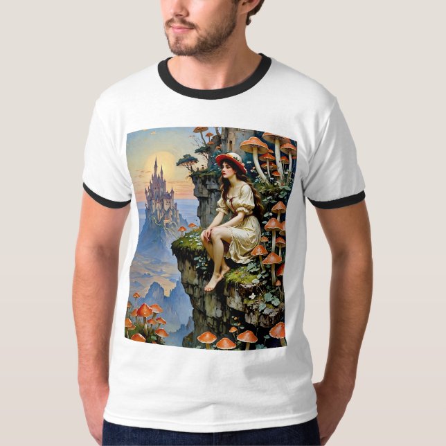 Camiseta Chica de Fairycore Cliffside Mushroom Castle Shirt (Anverso)