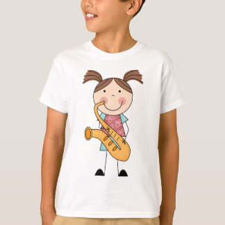 Camiseta Chica De Figura De Palo Con Saxofón