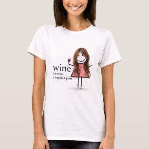 Camiseta Chica De Figura De Palo Con Vidrio Rojo