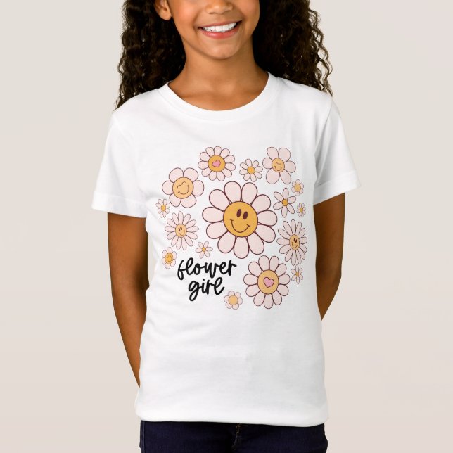 Camiseta Chica de flores retro, Groovy Daisy Florals (Anverso)