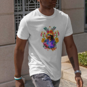 Camiseta Chica de flores selváticas