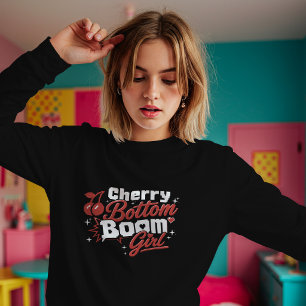 Camiseta Chica de Fondo de Cereza – Cereza Retro