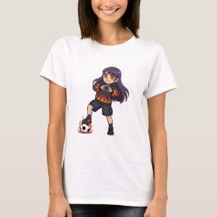 Camiseta Chica de Fuego Futbolera – Diseño Anime con Balón