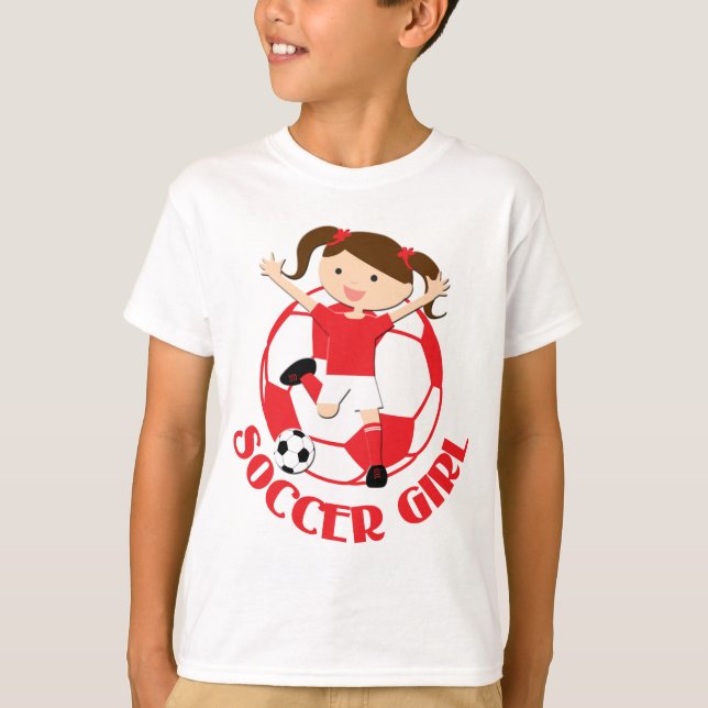 Camiseta Chica de fútbol 1 y Ball Red and White v2 (Anverso)