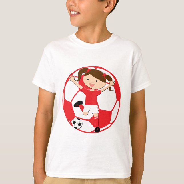 Camiseta Chica de fútbol 1 y rojo y blanco de bola (Anverso)