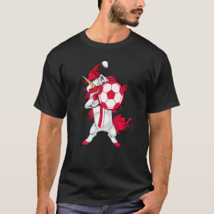 Camiseta Chica de fútbol Dabbing Unicorn Navidades Gorra de