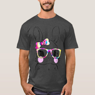 Camiseta Chica de gafas de centeno de conejo lindo Face Tie