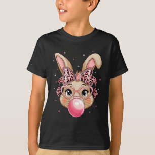 Camiseta Chica de gafas de leopardo de la cara de conejo li