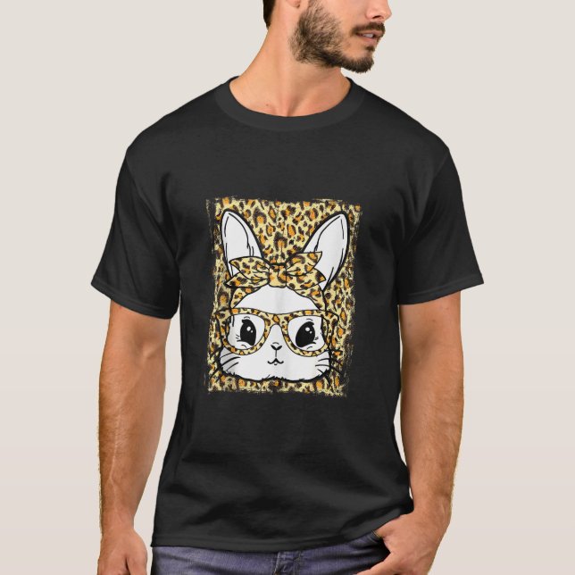 Camiseta Chica de gafas de leopardo de la cara de conejo li (Anverso)