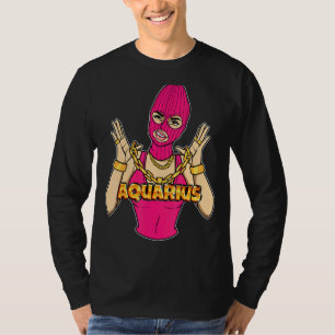Camiseta Chica De Gangsta Aquarius Enmascaró A Una Mujer Ga