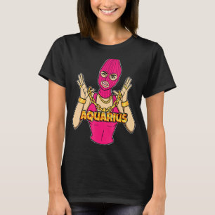 Camiseta Chica De Gangsta Aquarius Enmascaró A Una Mujer Ga