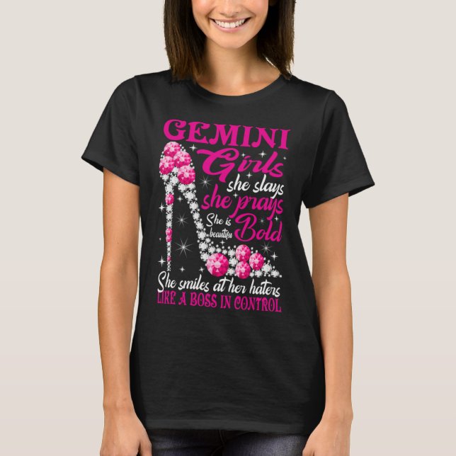 Camiseta Chica de Gemini como un jefe en zapatos de diamant (Anverso)