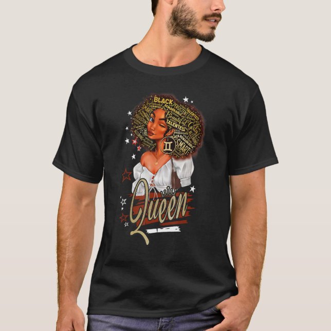 Camiseta Chica de Gemini Cumpleaños Melanin Afro Reina para (Anverso)