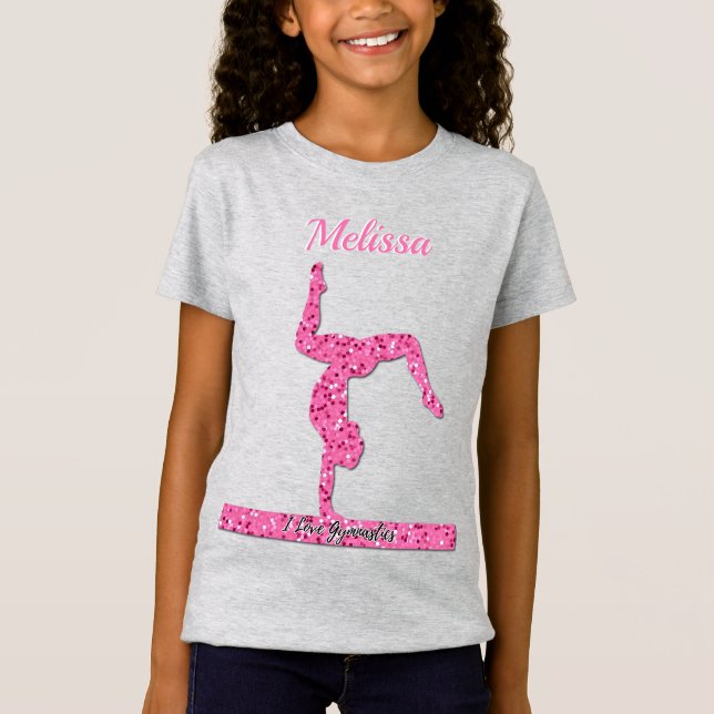 Camiseta Chica de Gimnasia Rosa Viga de equilibrio de deste (Anverso)