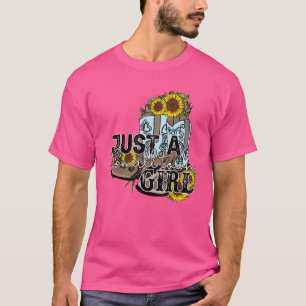 Camiseta Chica de girasol bota solo Chica de pueblo pequeño