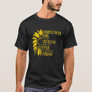 Camiseta Chica De Girasol Con Ojos De Bonito De Tatuajes Y 
