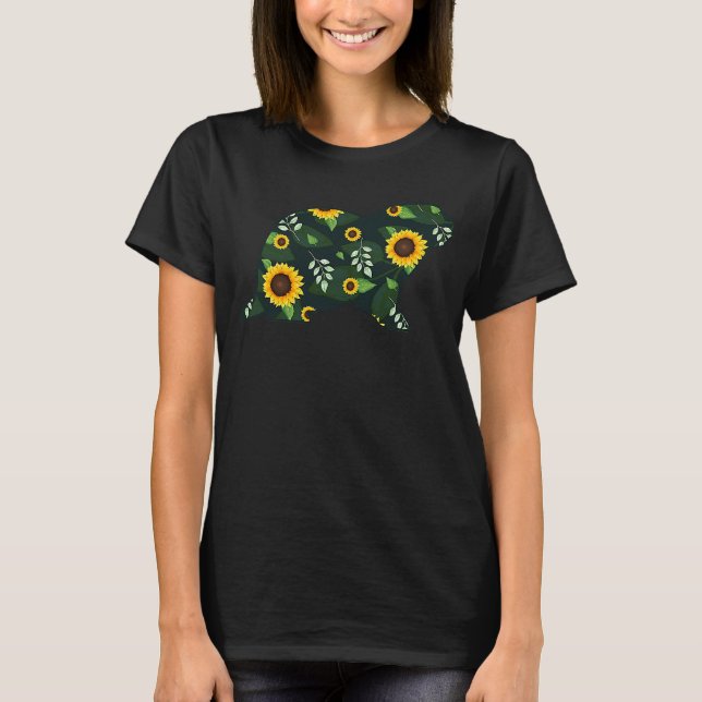 Camiseta Chica de girasol Otter Weasel Mujeres Hawái Floral (Anverso)
