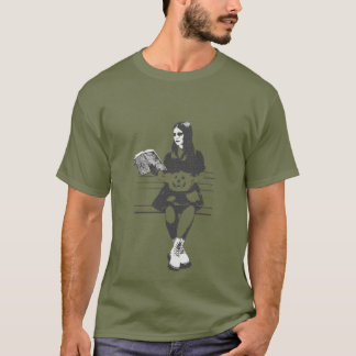 Camiseta chica de gótico con una horrible y malvada cabeza