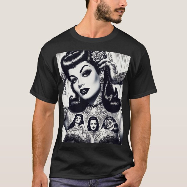 Camiseta Chica de Gótico de tatuaje de vintage (Anverso)
