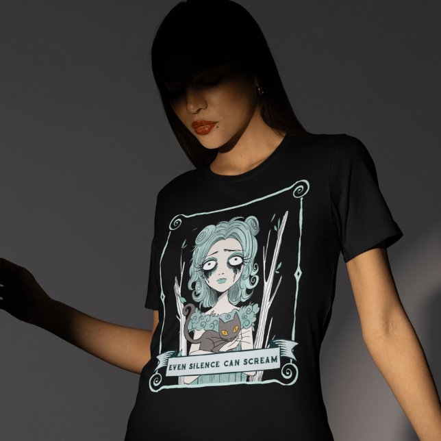 Camiseta Chica de Gótico espeluznante Halloween Black Cat S (Subido por el creador)