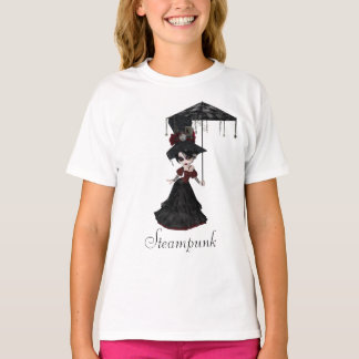 Camiseta Chica de Gótico Steampunk y Parasol