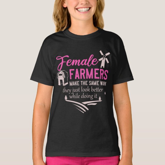 Camiseta Chica de granja Animales Hembra Campesina Hija Cam (Anverso)