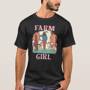 Camiseta Chica de granja Chica campesino Caballo de perro d