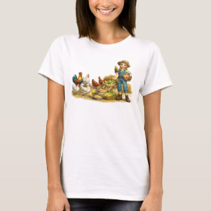 Camiseta Chica de granja con huevos, arte rústico y lindo d