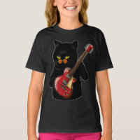 Chica de guitarra acústica en gato