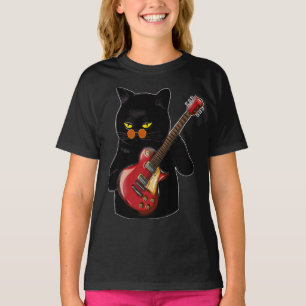 Camiseta Chica de guitarra acústica en gato