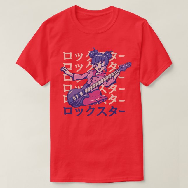 Camiseta Chica de guitarra que toca anime560 (Diseño del anverso)