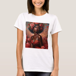 Camiseta Chica de hadas negras con Rosas