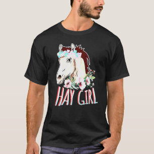 Camiseta Chica de heno Caballo Flores Cabalgata Floral Caba