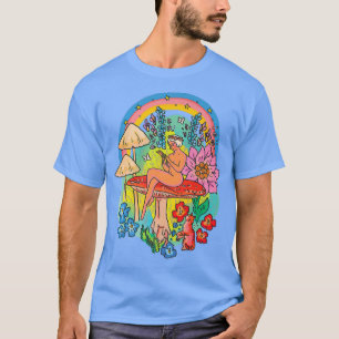 Camiseta Chica De Hongos Florales Misíticos Con Caza De Arc