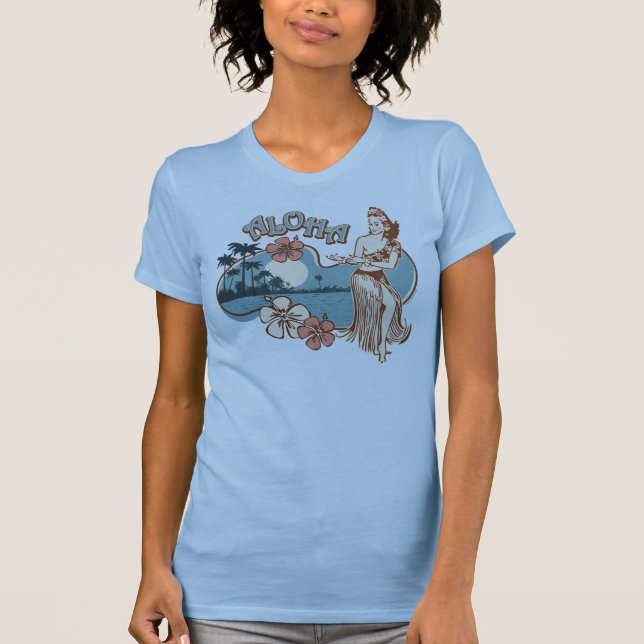 Camiseta Chica de Hula de la hawaiana (Anverso)