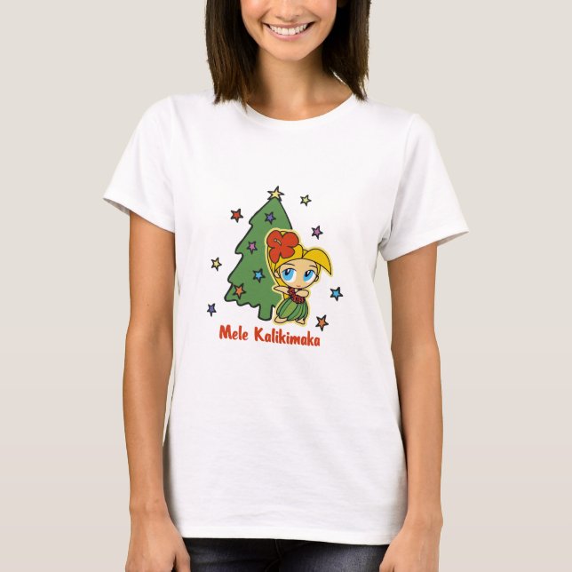 Camiseta Chica de Hula rubio del navidad de las mieles de (Anverso)