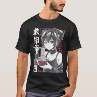 Camiseta Chica De Kawaii Anime Comer Fideos De Ramen Japone